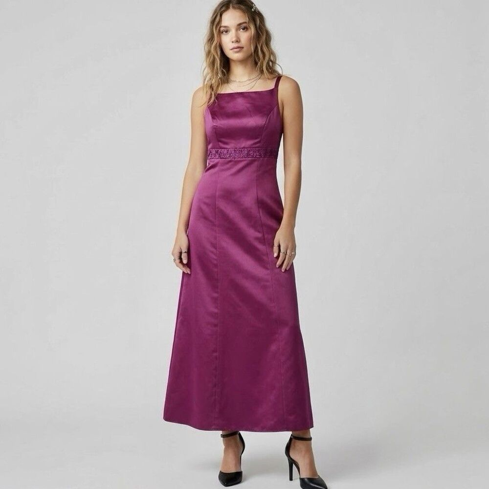 Vintage Mori Lee Vintage 90s Y2K Satin Formal Prom Dress Sz 3 Sz 4 Gown Evening